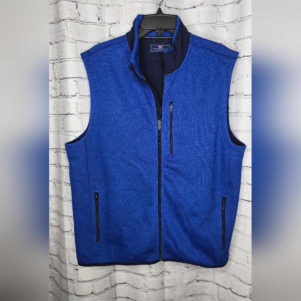 Vineyard Vines Men's Blue Fleece Vest Size Large